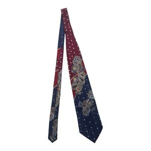 PIERRE BALMAIN Red Blue Paisley Tie Necktie 100% Silk Designer Luxury Vintage